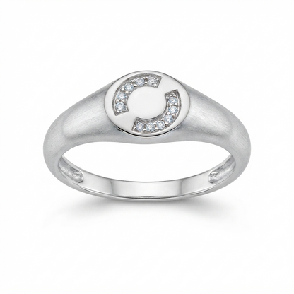 SYLVEXIA 925 Sterling Silver Circular CZ Signet Ring for Women