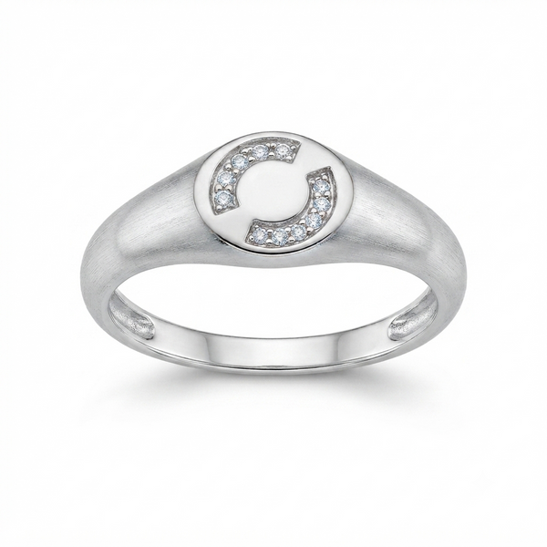 SYLVEXIA 925 Sterling Silver Circular CZ Signet Ring for Women
