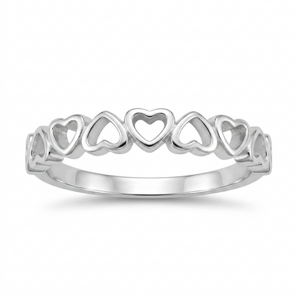 SYLVEXIA 925 Sterling Silver Open Heart Band Ring for Women