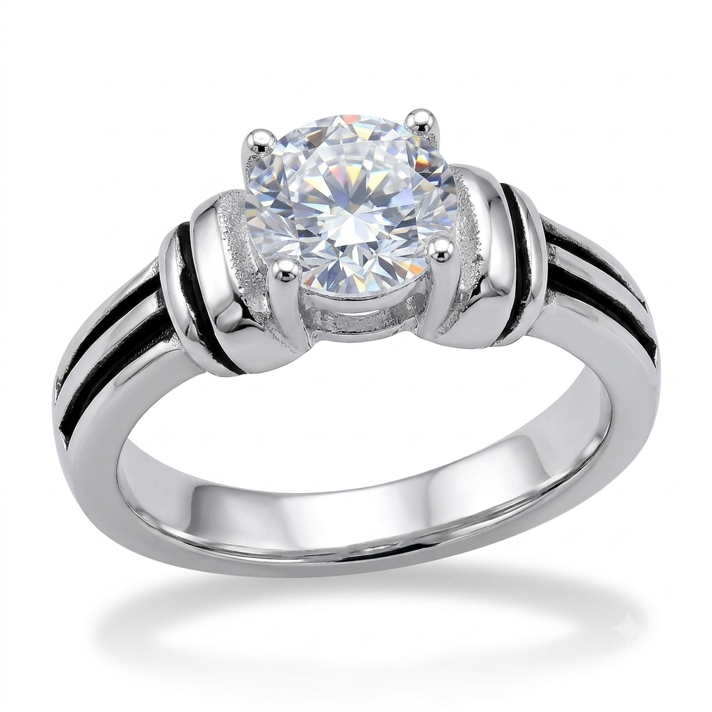 SYLVEXIA 925 Sterling Silver Vintage Halo Ring for Women