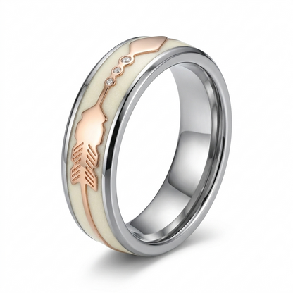 925 Sterling Silver CZ Accent Ring for Men Arrow Design Band