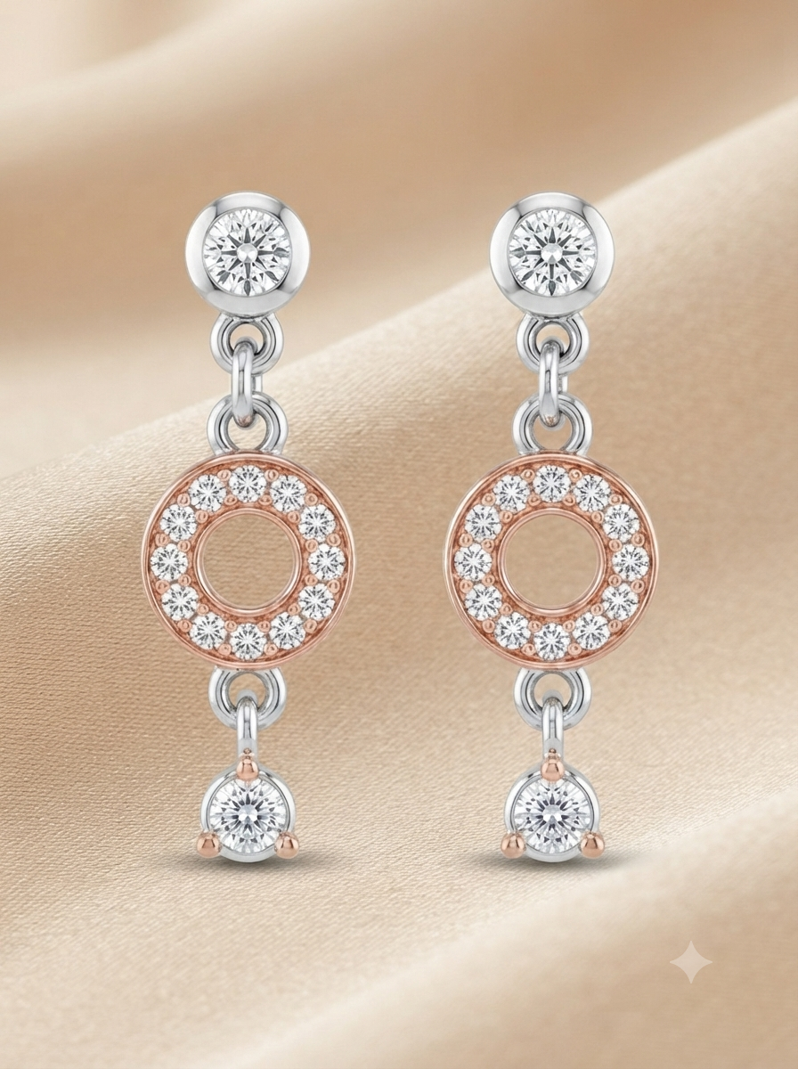 SYLVEXIA 925 Sterling Silver Rose Gold Earrings for Women