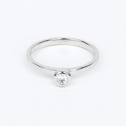 925 Silver Solitaire Crystal Ring Minimal Women