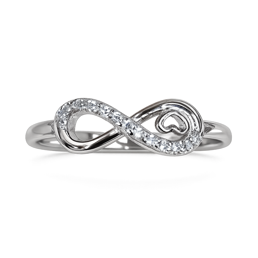 Sylvexia 925 Sterling Silver Infinity Heart CZ Ring for Women