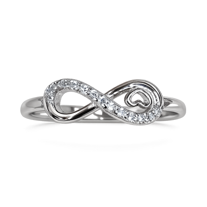 Sylvexia 925 Sterling Silver Infinity Heart CZ Ring for Women