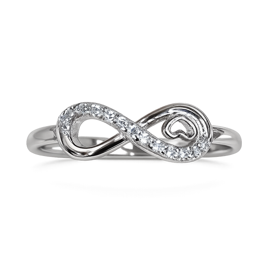 Sylvexia 925 Sterling Silver Infinity Heart CZ Ring for Women