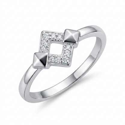 925 Sterling Silver Geometric CZ Ring for Women