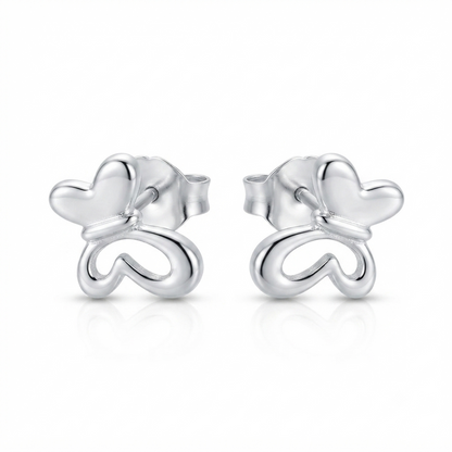 Sylvexia Silver Butterfly Bow Crystal Stud Earrings for Women
