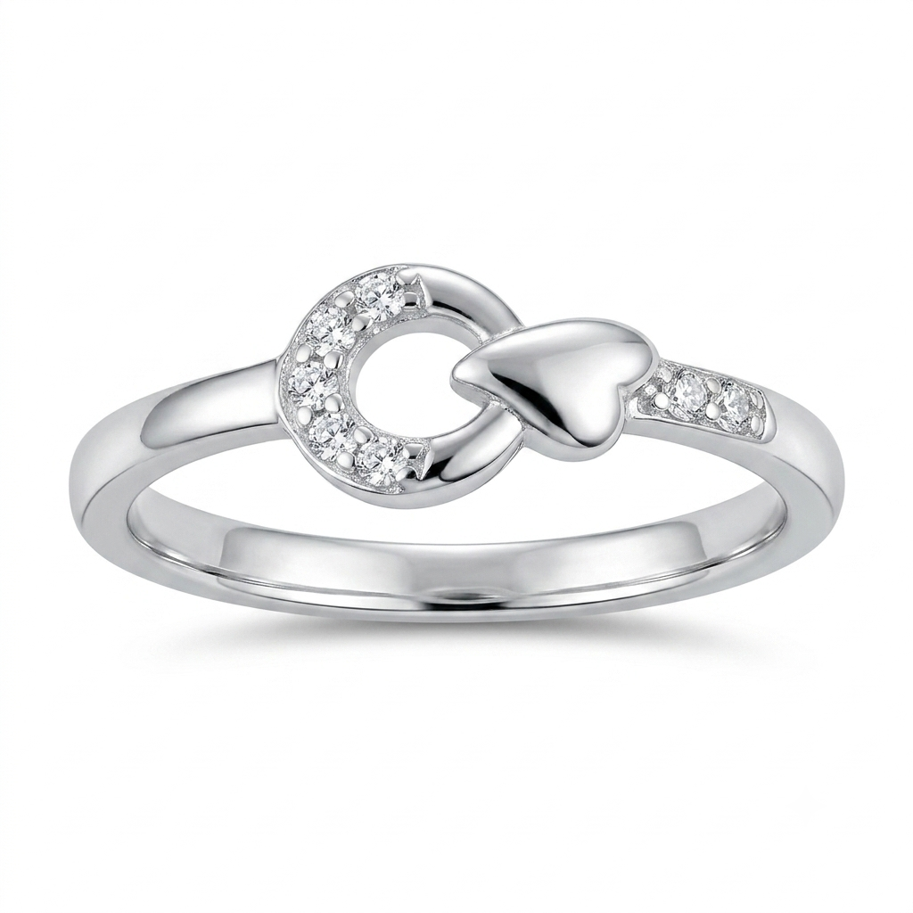 Sylvexia 925 Sterling Silver Heart Bow Ring for Women