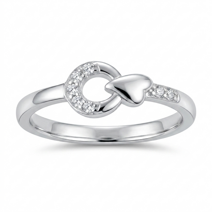 Sylvexia 925 Sterling Silver Heart Bow Ring for Women