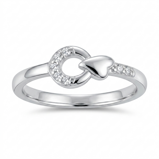 Sylvexia 925 Sterling Silver Heart Bow Ring for Women