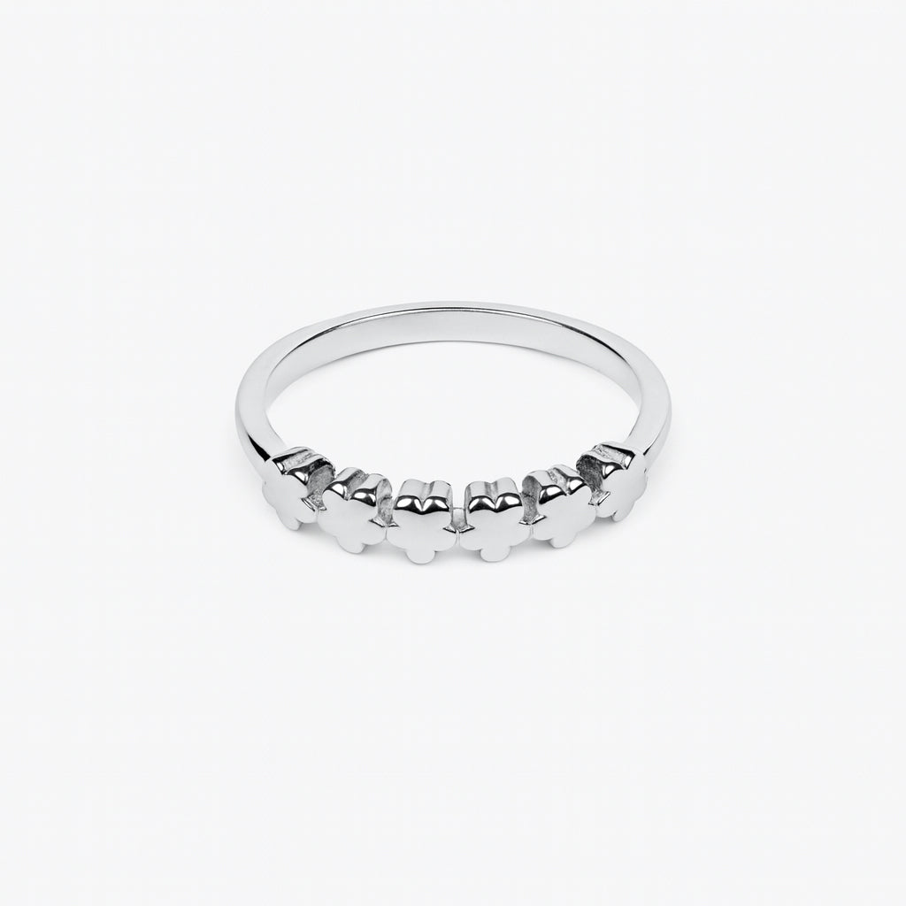 925 Silver Floral Band Ring Minimal Flower Women