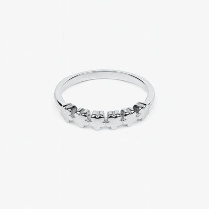 925 Silver Floral Band Ring Minimal Flower Women