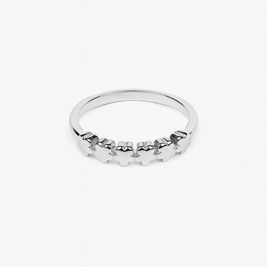 925 Silver Floral Band Ring Minimal Flower Women
