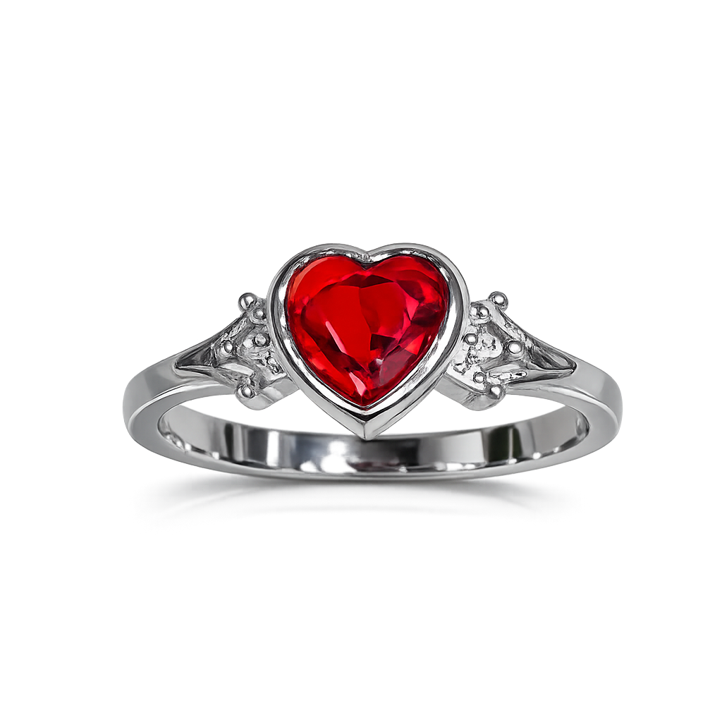 Sylvexia 925 Sterling Silver Red Heart CZ Infinity Ring for Women