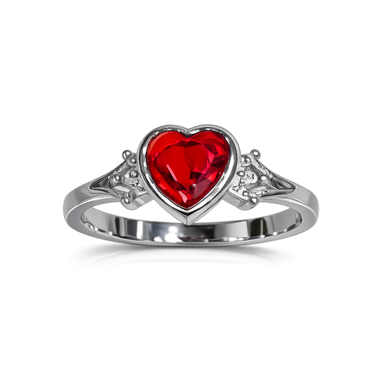 Sylvexia 925 Sterling Silver Red Heart CZ Infinity Ring for Women
