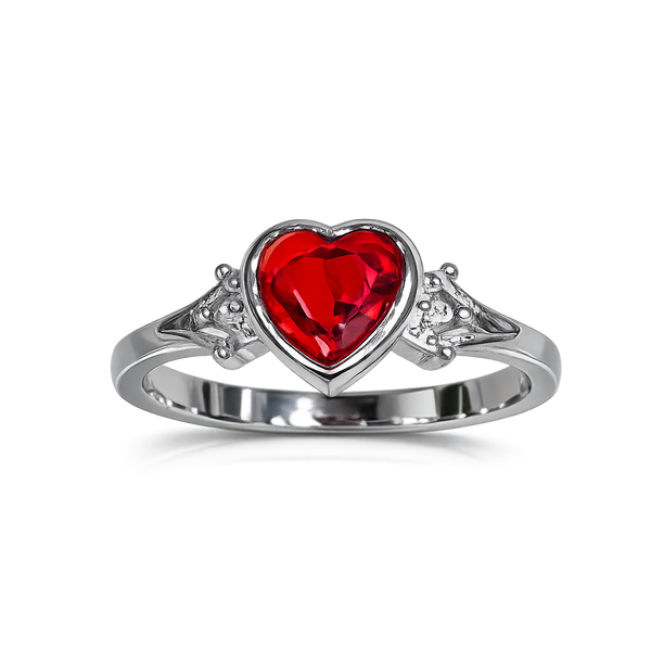 Sylvexia 925 Sterling Silver Red Heart CZ Infinity Ring for Women