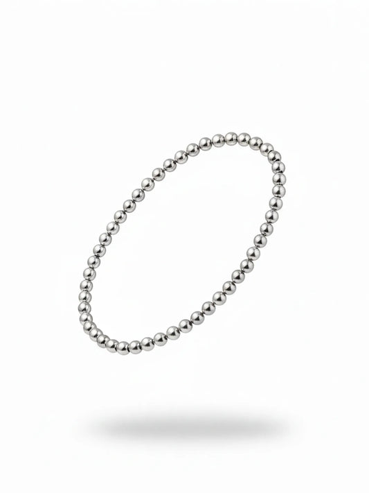 Sylvexia Men’s Silver Beaded Chain Bracelet – Minimal Ball Link Stylish Bracelet