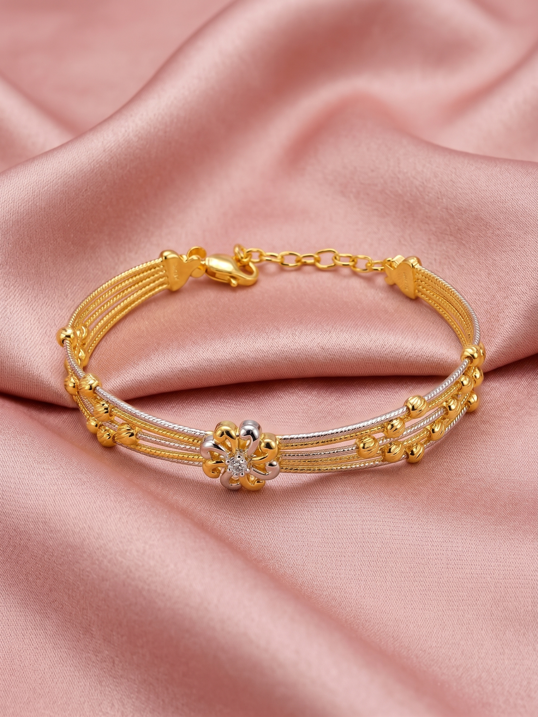 SYLVEXIA 925 Sterling Silver Gold Finish CZ Designer Bracelet for Women