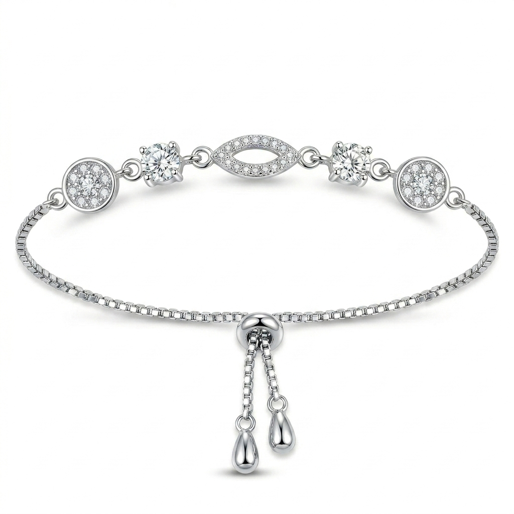 SYLVEXIA 925 Sterling Silver Link Charm Bracelet for Women