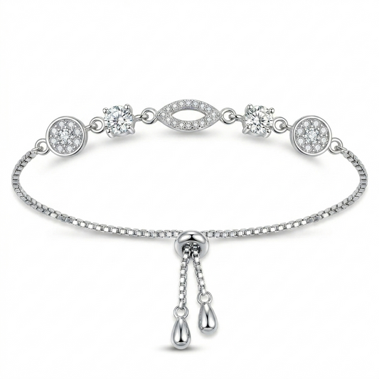SYLVEXIA 925 Sterling Silver Link Charm Bracelet for Women