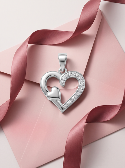 SYLVEXIA 925 Sterling Silver Sparkling Heart CZ Pendant for Women