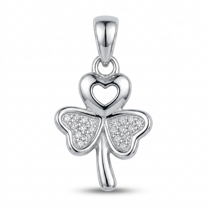 925 Sterling Silver Clover Heart Pendant for Women with CZ