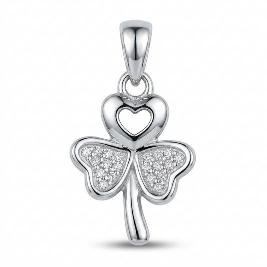 925 Sterling Silver Clover Heart Pendant for Women with CZ
