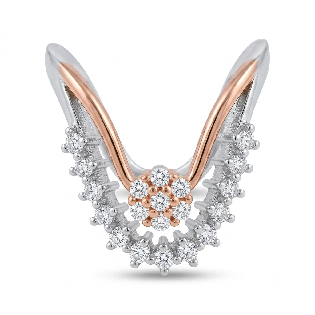 SYLVEXIA 925 Sterling Silver Two Tone Floral Cluster Cubic Zirconia Ring for Women