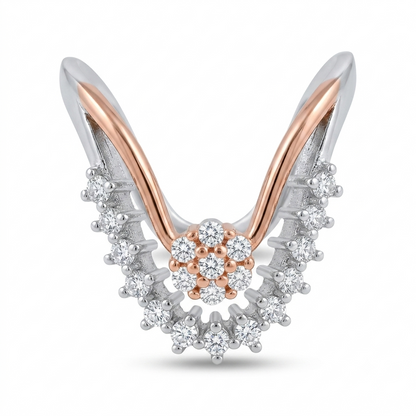 SYLVEXIA 925 Sterling Silver Two Tone Floral Cluster Cubic Zirconia Ring for Women