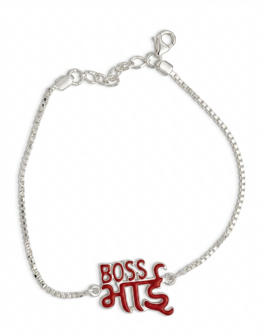925 Sterling Silver Boss Bhai Rakhi Bracelet for Brother
