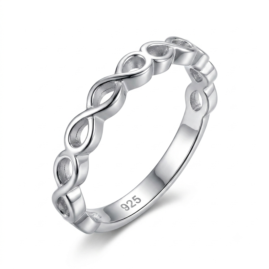 Sylvexia 925 Sterling Silver Twisted Infinity Band Ring for Women