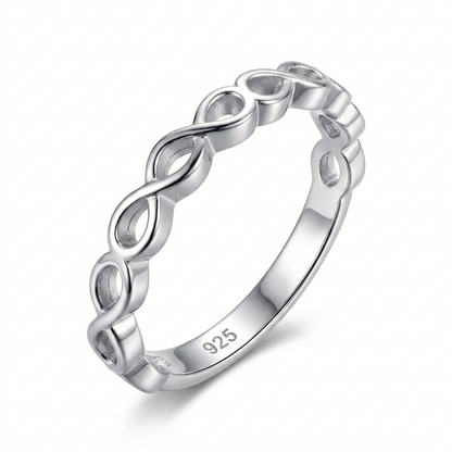 Sylvexia 925 Sterling Silver Twisted Infinity Band Ring for Women