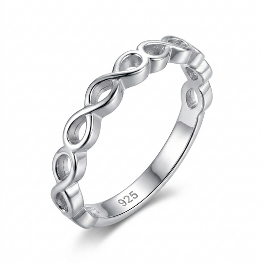 Sylvexia 925 Sterling Silver Twisted Infinity Band Ring for Women