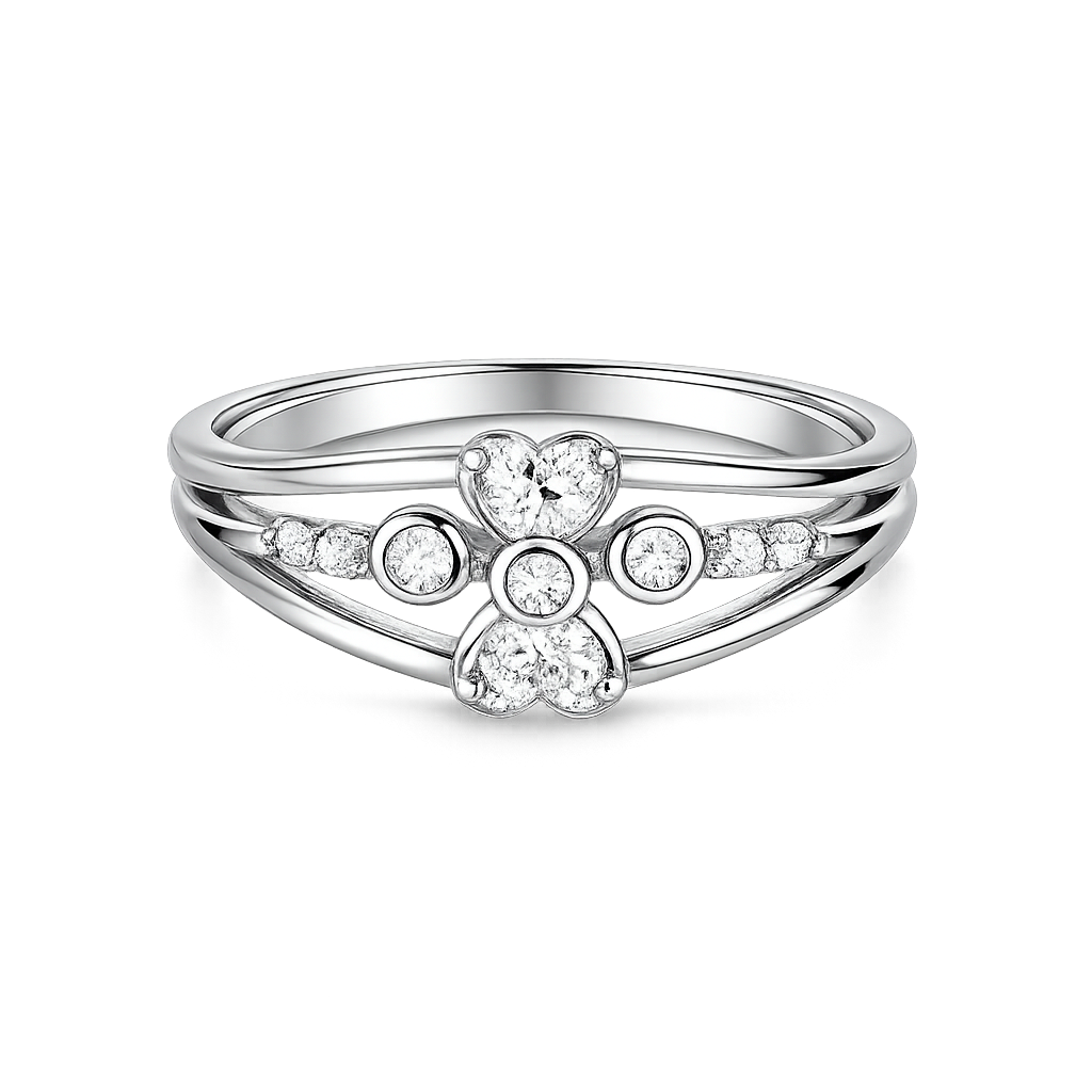 Sylvexia 925 Sterling Silver Floral CZ Cluster Ring for Women