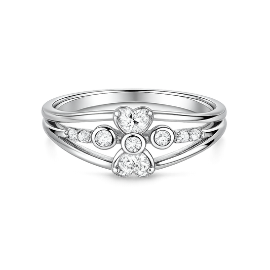 Sylvexia 925 Sterling Silver Floral CZ Cluster Ring for Women