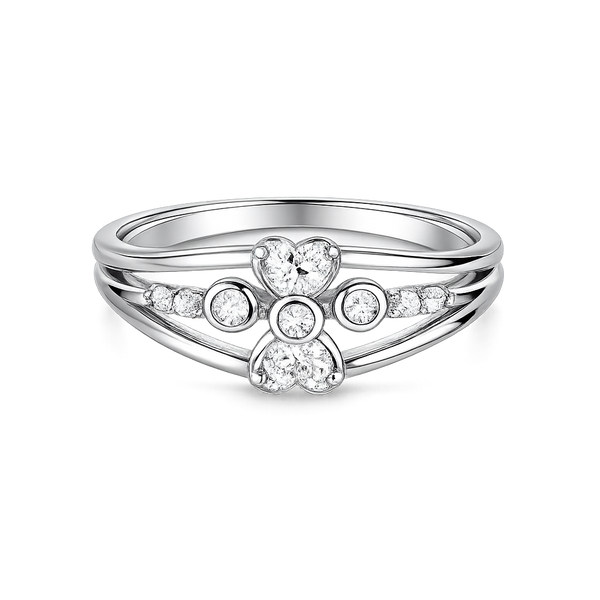 Sylvexia 925 Sterling Silver Floral CZ Cluster Ring for Women