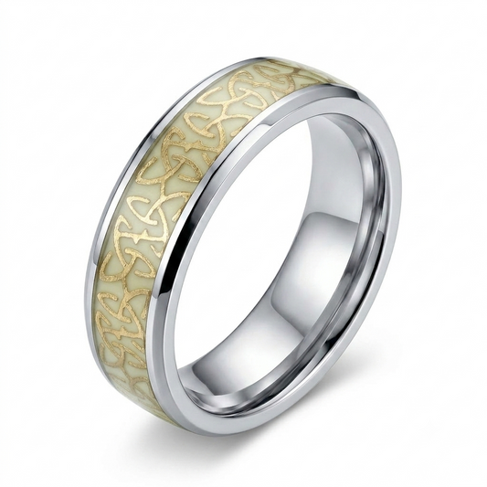 925 Sterling Silver Celtic Knot Ring for Men Two Tone Band