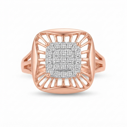 SYLVEXIA 925 Sterling Silver Two Tone Floral Cluster Cubic Zirconia Ring for Women