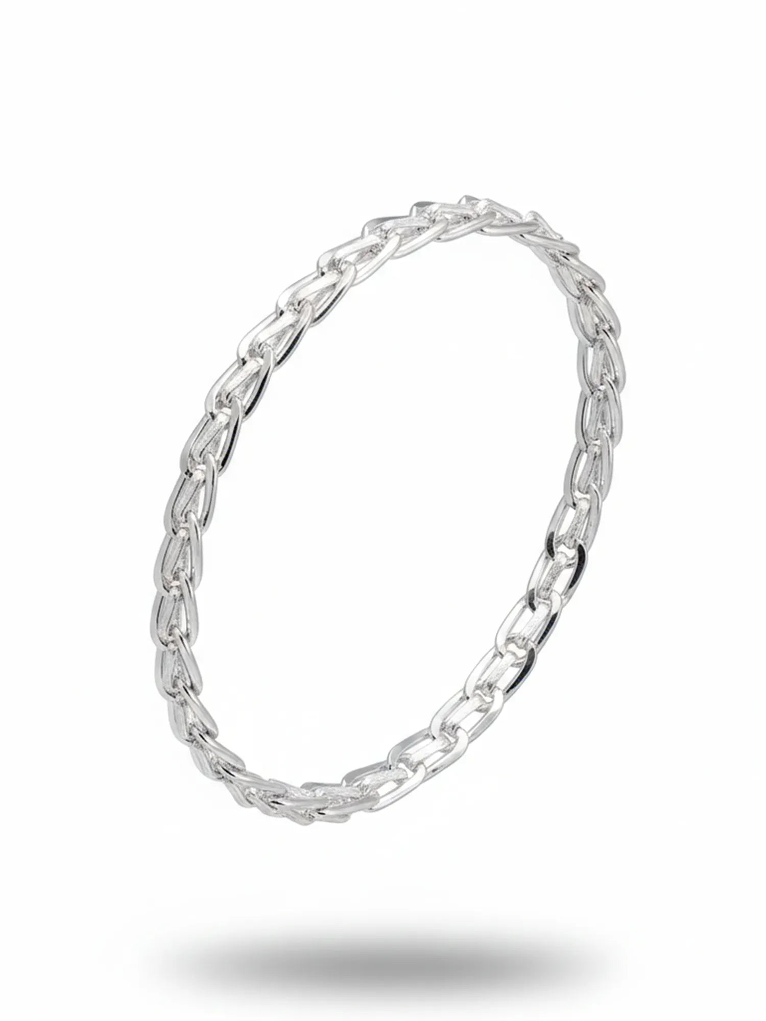 Sylvexia Men’s Silver Oval Link Chain Bracelet