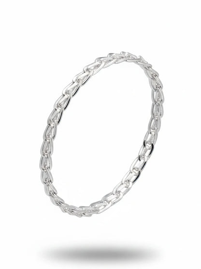 Sylvexia Men’s Silver Oval Link Chain Bracelet