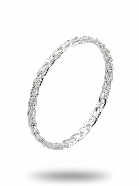 Sylvexia Men’s Silver Oval Link Chain Bracelet