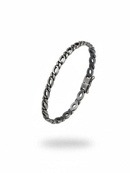 Sylvexia Men’s Silver Pattern Link Bracelet
