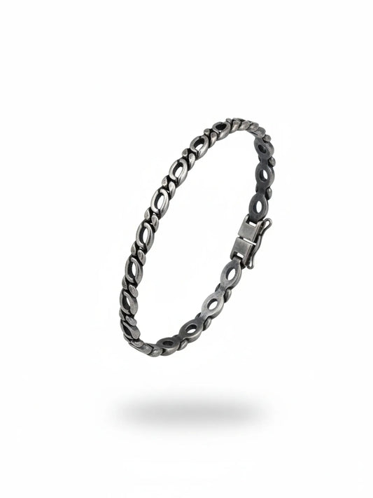 Sylvexia Men’s Silver Pattern Link Bracelet