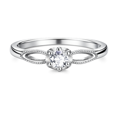 SYLVEXI 925 Sterling Silver Solitaire Ring with CZ Stone for Women