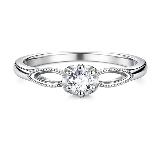 SYLVEXI 925 Sterling Silver Solitaire Ring with CZ Stone for Women