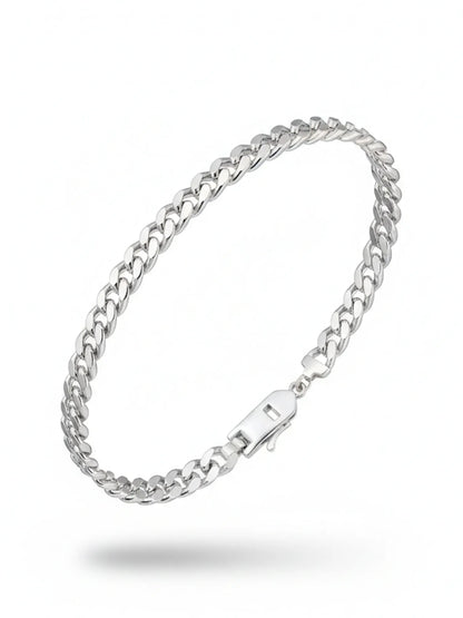 Sylvexia Men’s Slim Silver Cuban Link Bracelet