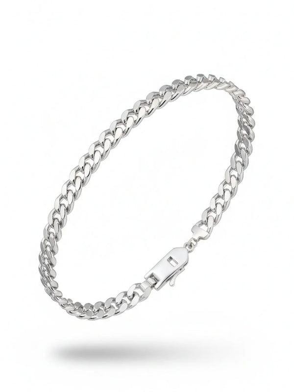 Sylvexia Men’s Slim Silver Cuban Link Bracelet