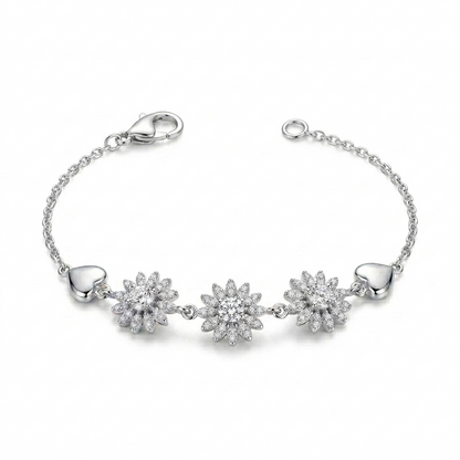 SYLVEXIA 925 Sterling Silver CZ Flower Bracelet for Women