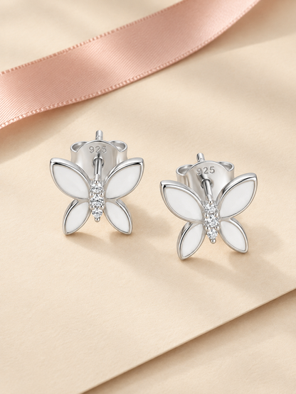 SYLVEXIA 925 Sterling Silver Butterfly Stud Earrings for Women